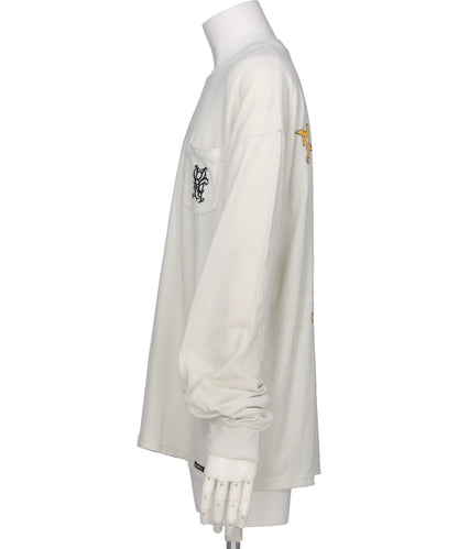 “MESSENGER BIRD”DISTRESSED L/S POCKET TEE