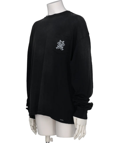 “MESSENGER BIRD”DISTRESSED L/S POCKET TEE