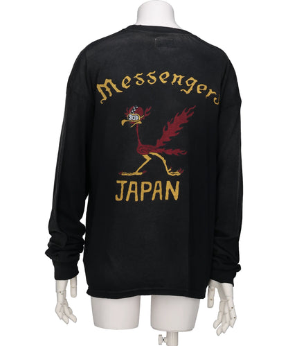 “MESSENGER BIRD”DISTRESSED L/S POCKET TEE