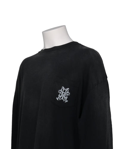“MESSENGER BIRD”DISTRESSED L/S POCKET TEE
