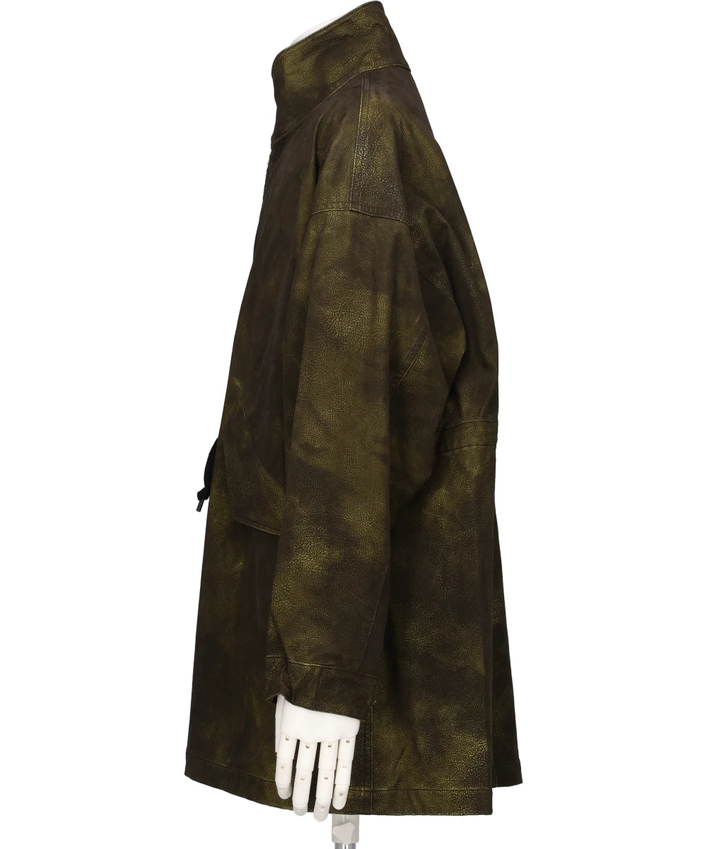 FLOCKING ECO LEATHER COAT