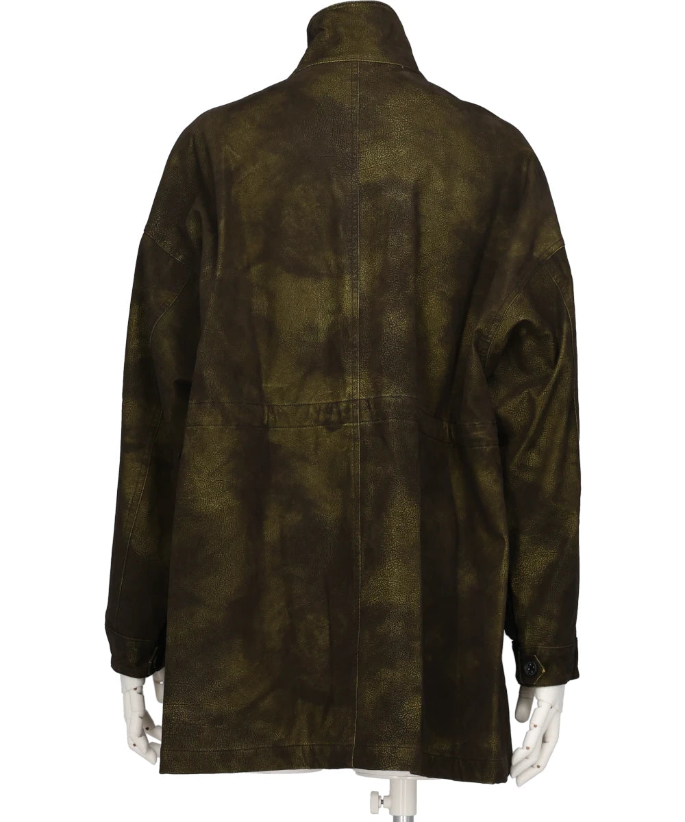 FLOCKING ECO LEATHER COAT