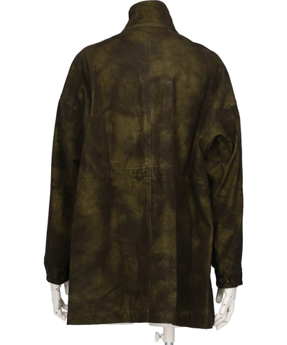 FLOCKING ECO LEATHER COAT