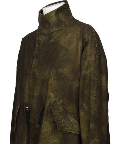 FLOCKING ECO LEATHER COAT