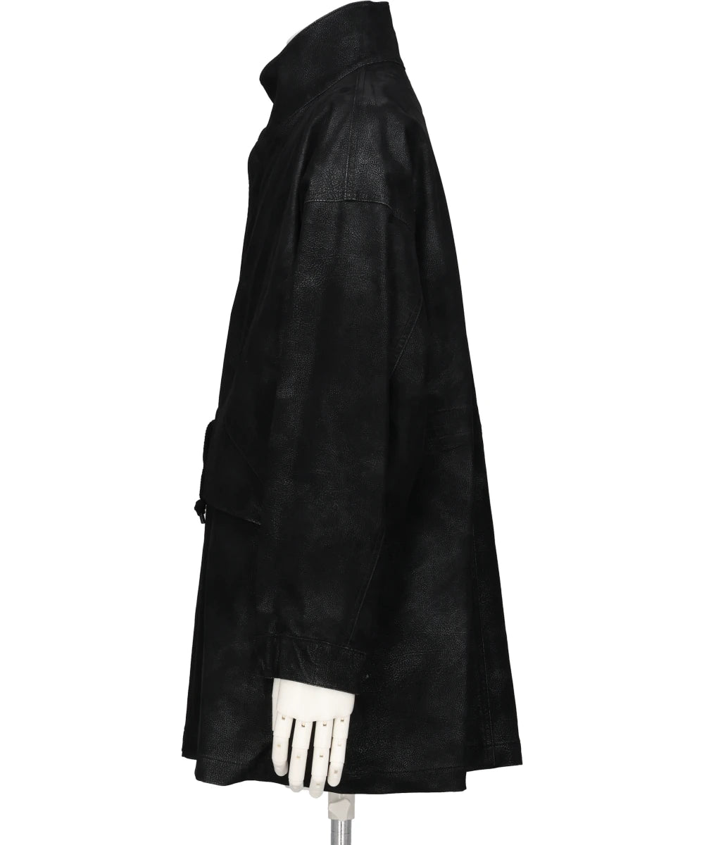 FLOCKING ECO LEATHER COAT