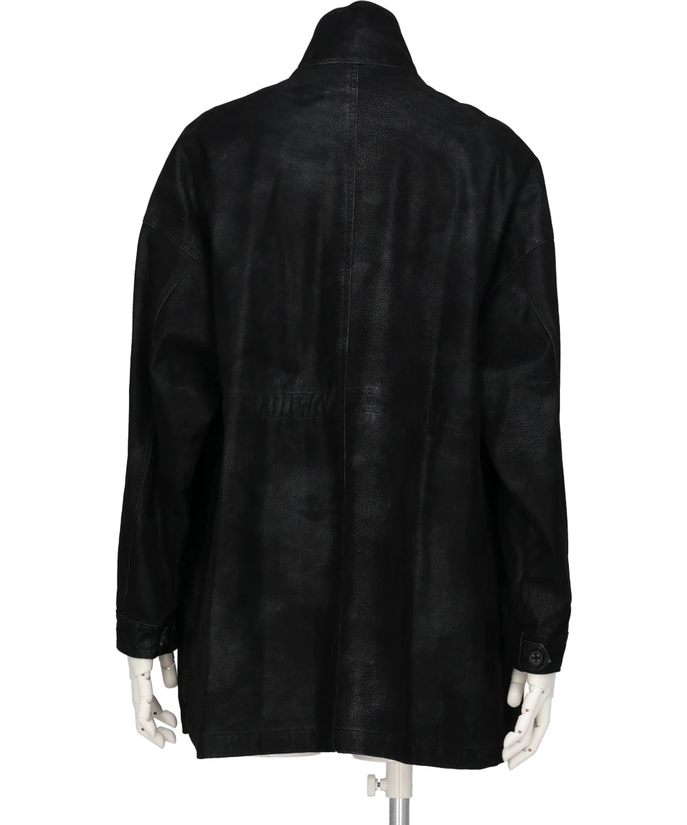 FLOCKING ECO LEATHER COAT