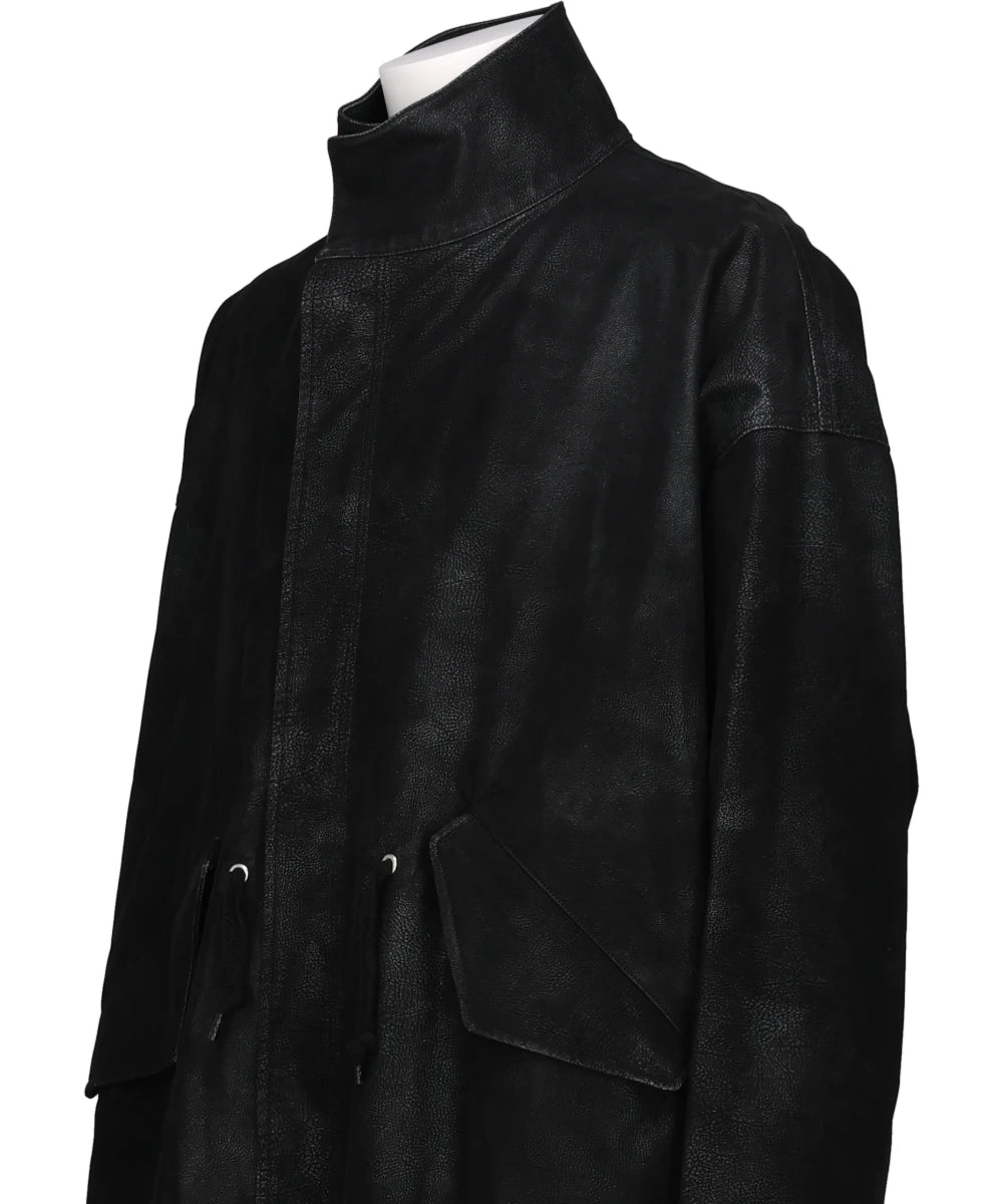 FLOCKING ECO LEATHER COAT