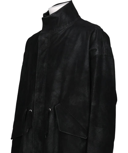 FLOCKING ECO LEATHER COAT