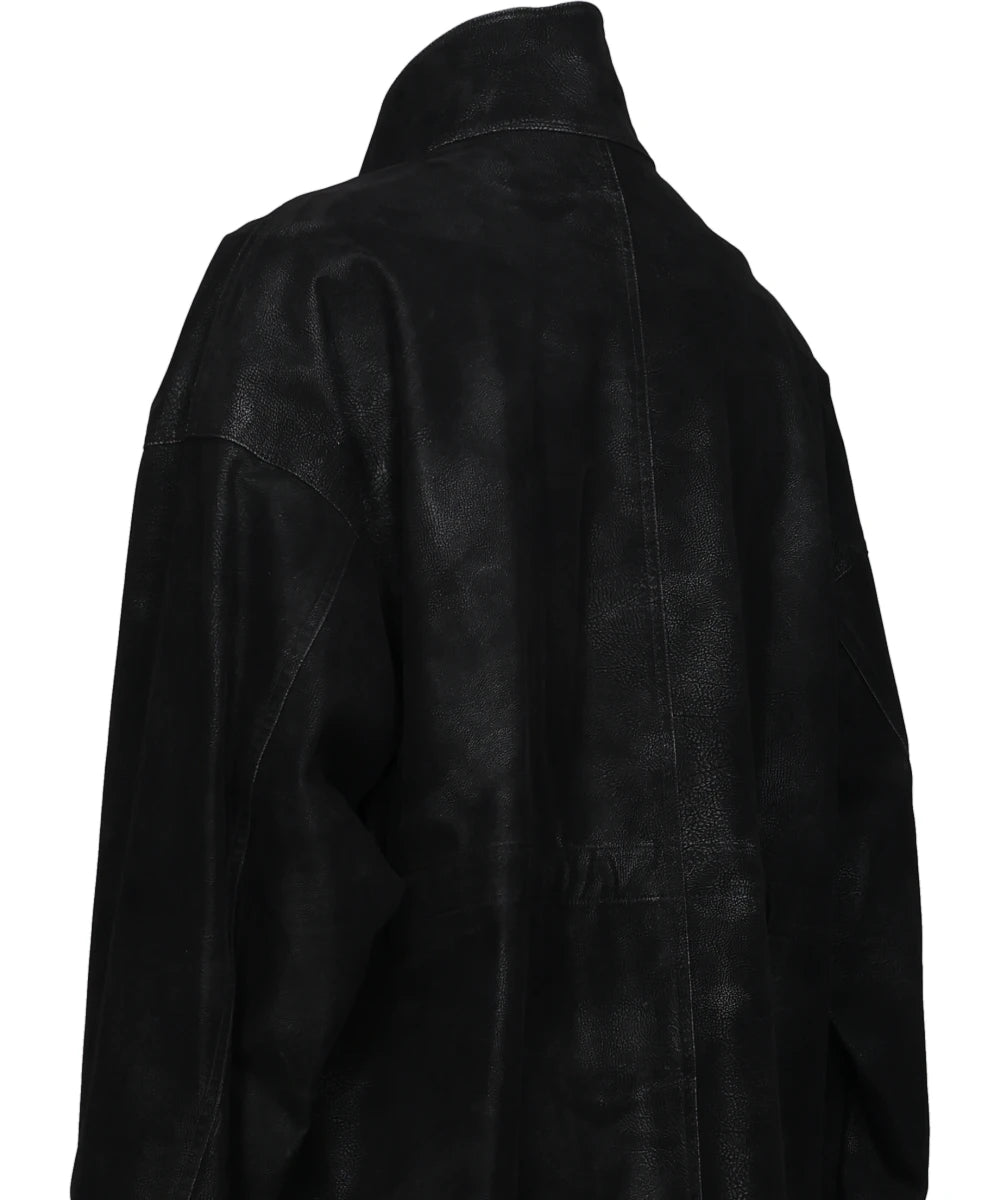 FLOCKING ECO LEATHER COAT