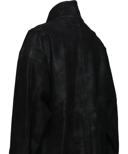 FLOCKING ECO LEATHER COAT