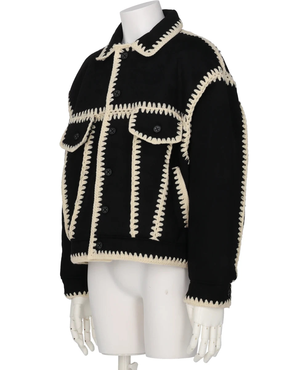 HAND KNITTING BOA BLOUSON