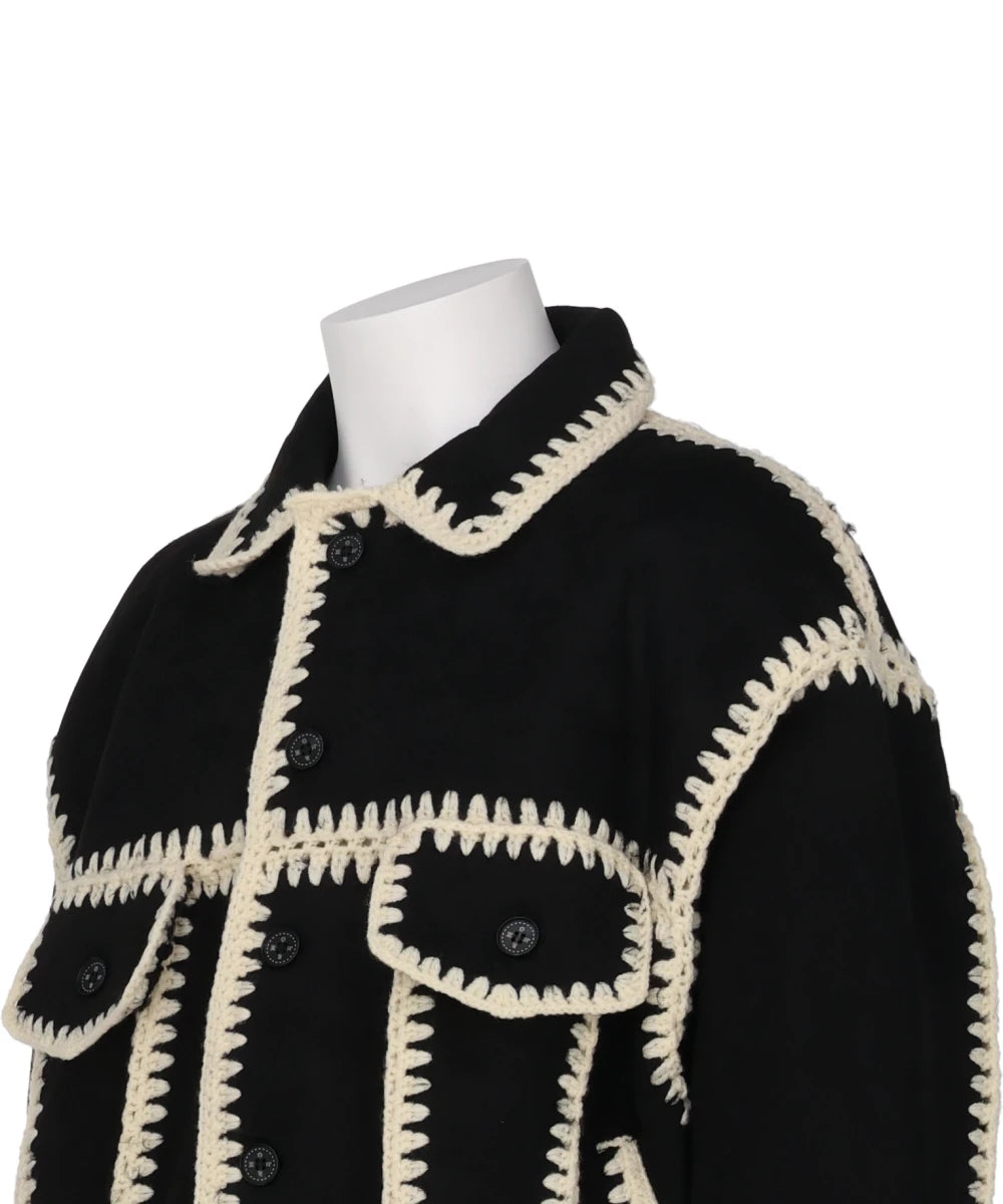 HAND KNITTING BOA BLOUSON