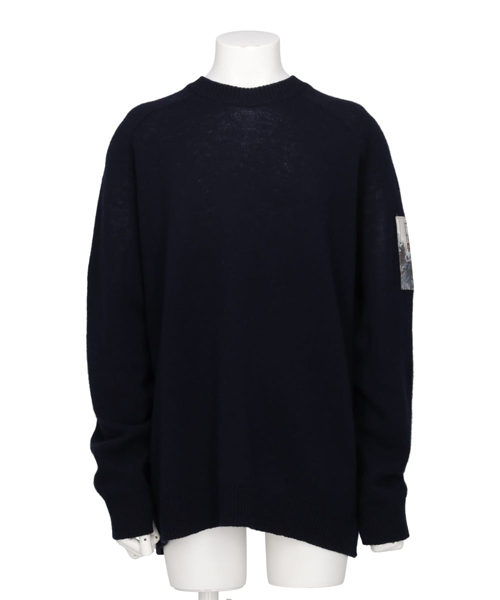 LIGHT ROUNDNECK HAMMERSLEEVE SWEATER WITH PATCHES