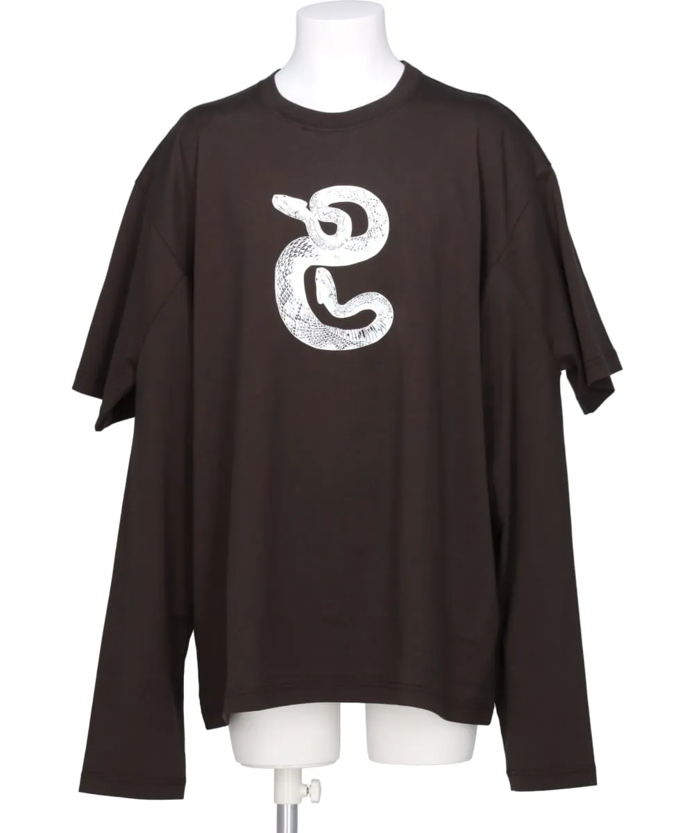 SNAKE PRINT DOUBLE SLEEVE TOP