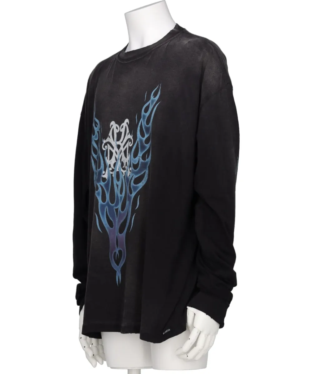 “KMY-FIRE” DISTRESSED L/S TEE