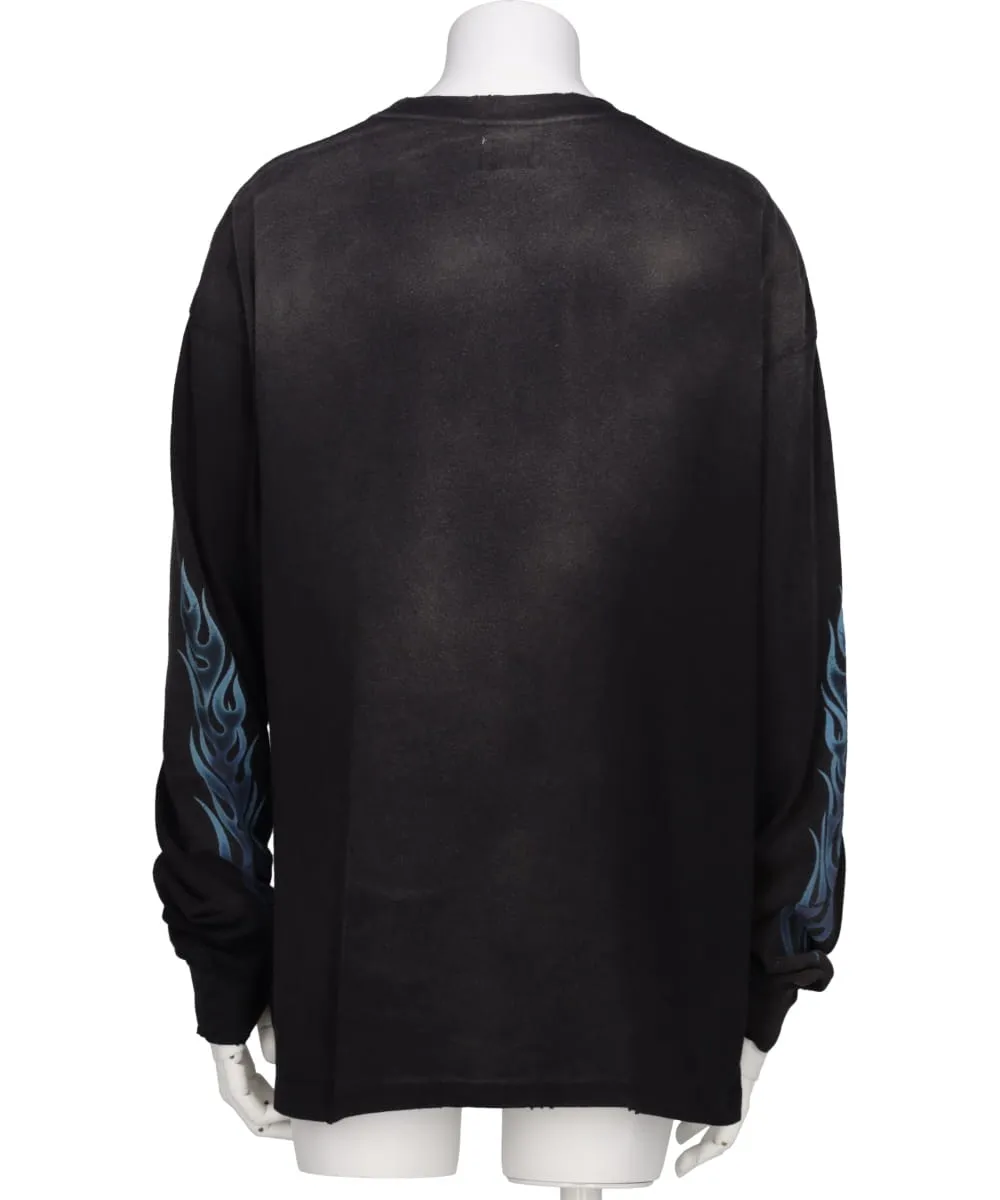 “KMY-FIRE” DISTRESSED L/S TEE