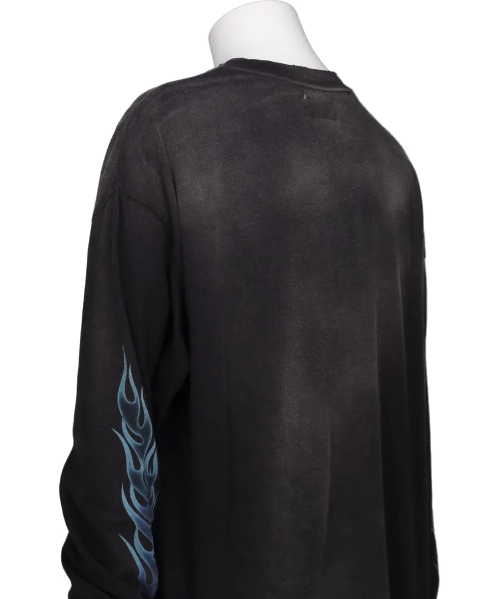 “KMY-FIRE” DISTRESSED L/S TEE