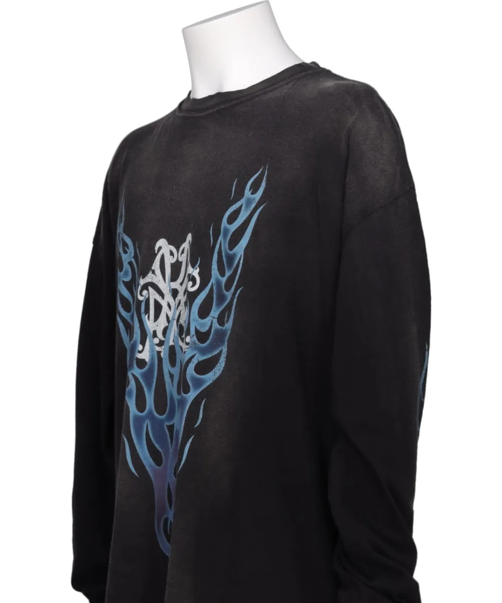 “KMY-FIRE” DISTRESSED L/S TEE