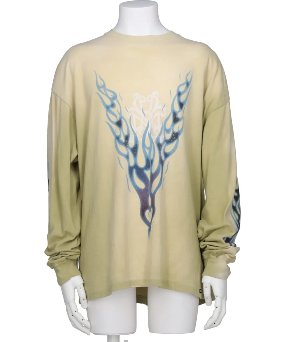 “KMY-FIRE” DISTRESSED L/S TEE