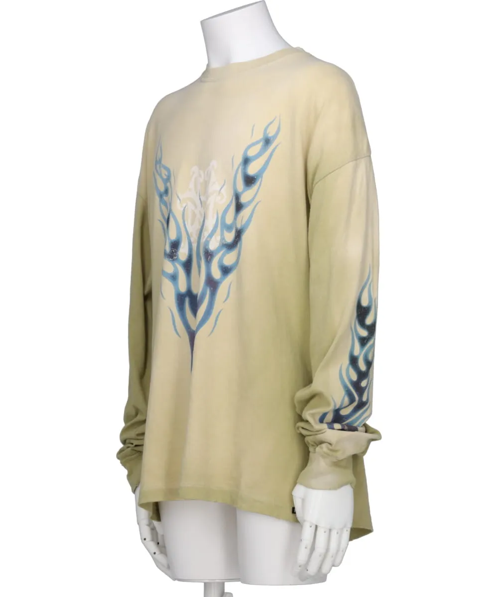 “KMY-FIRE” DISTRESSED L/S TEE