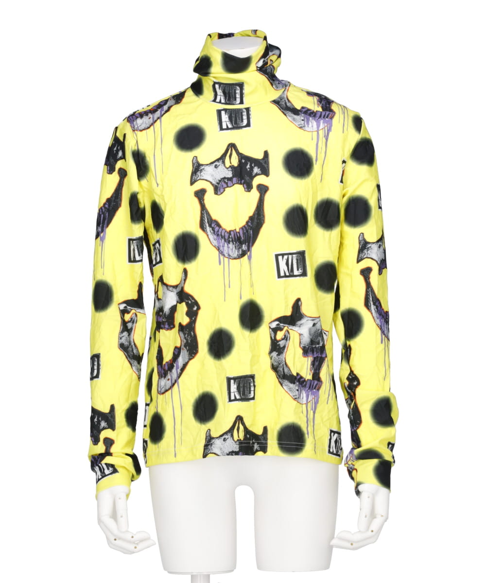 HIGHNECK CRINKLE JERSEY PULLOVER SKULL