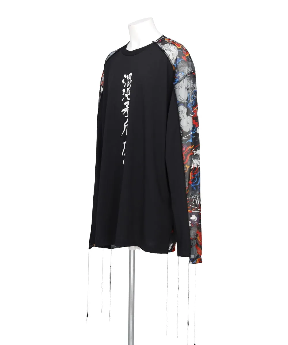 DOCKING SHEER LONG SLEEVE T-SHIRT FRONT AND BACK