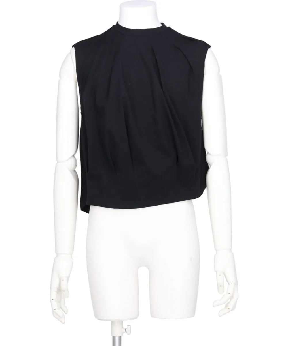 IRREGULAR PLEATEDSLEEVELESS T-SHIRT