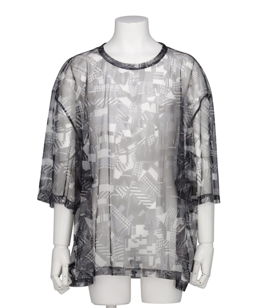 PATCHWORK PRINT TULLE T-SHIRT