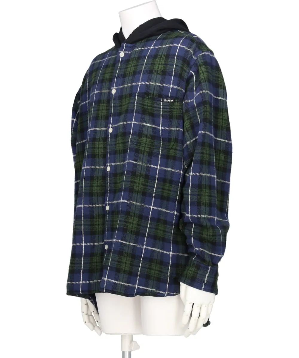 DISTRESSED CHECK SHIRT HOODIE