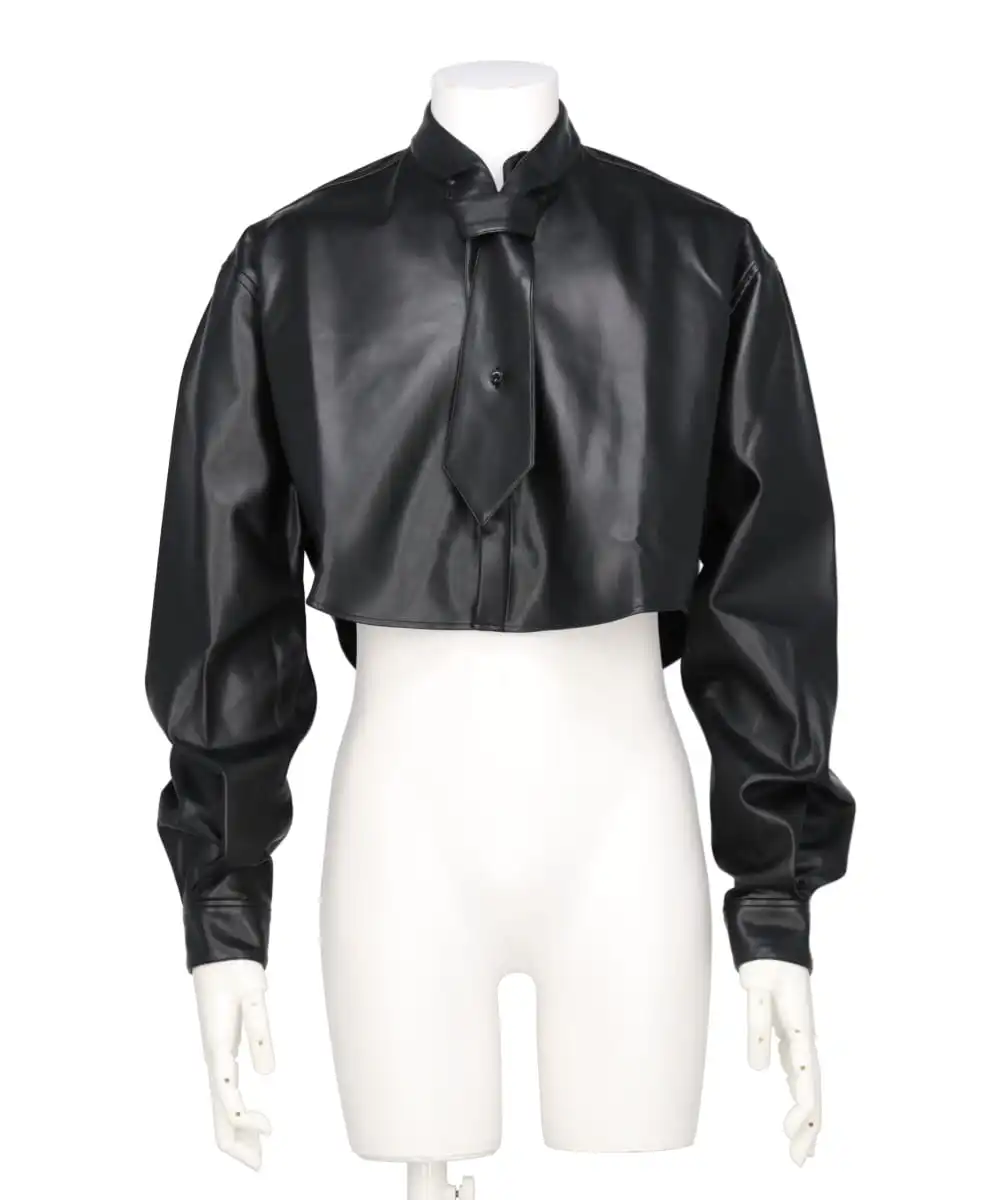 NECKTIE LEATHER SHORT SHIRT