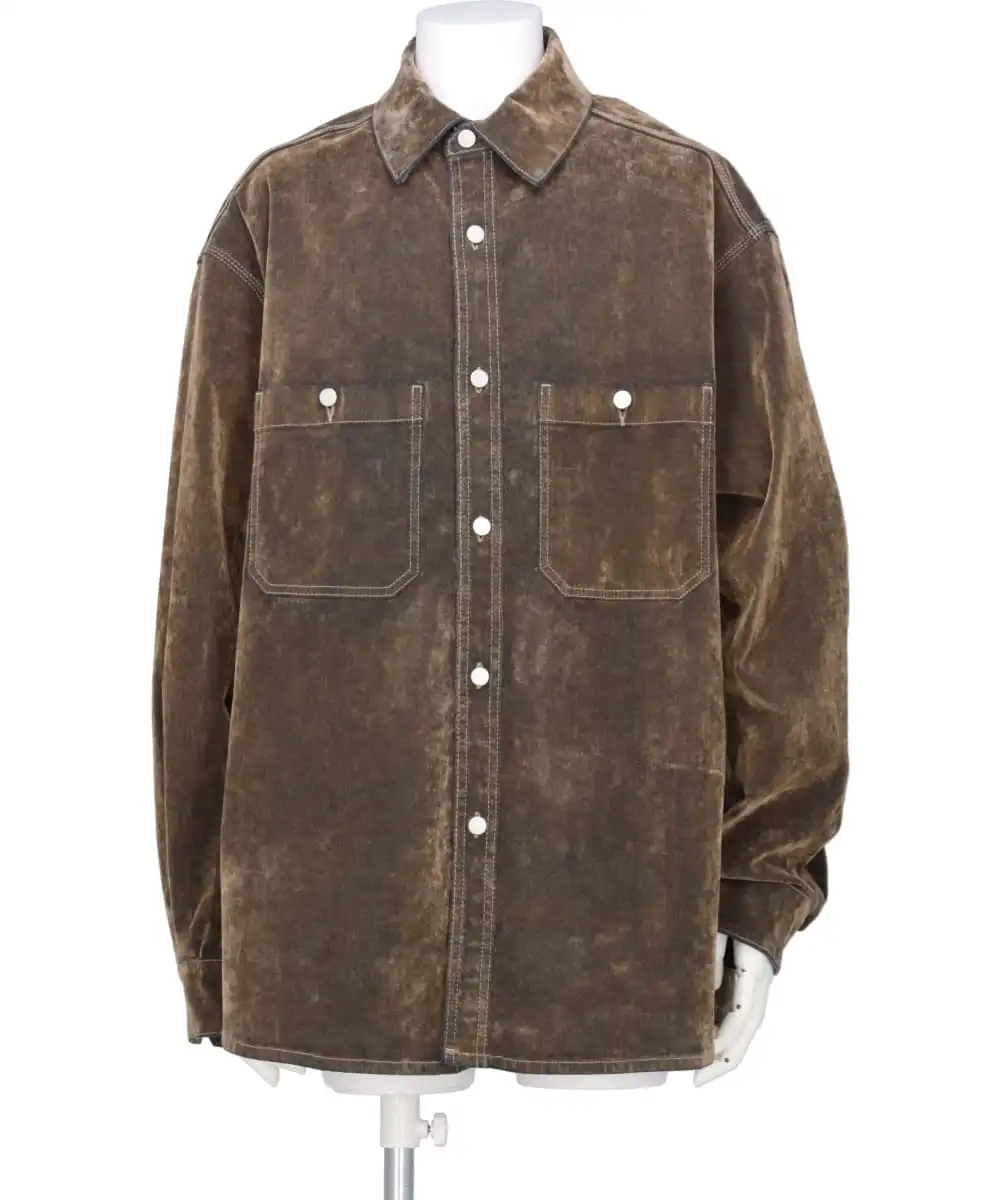 FLOCKED DENIM OVERSHIRT