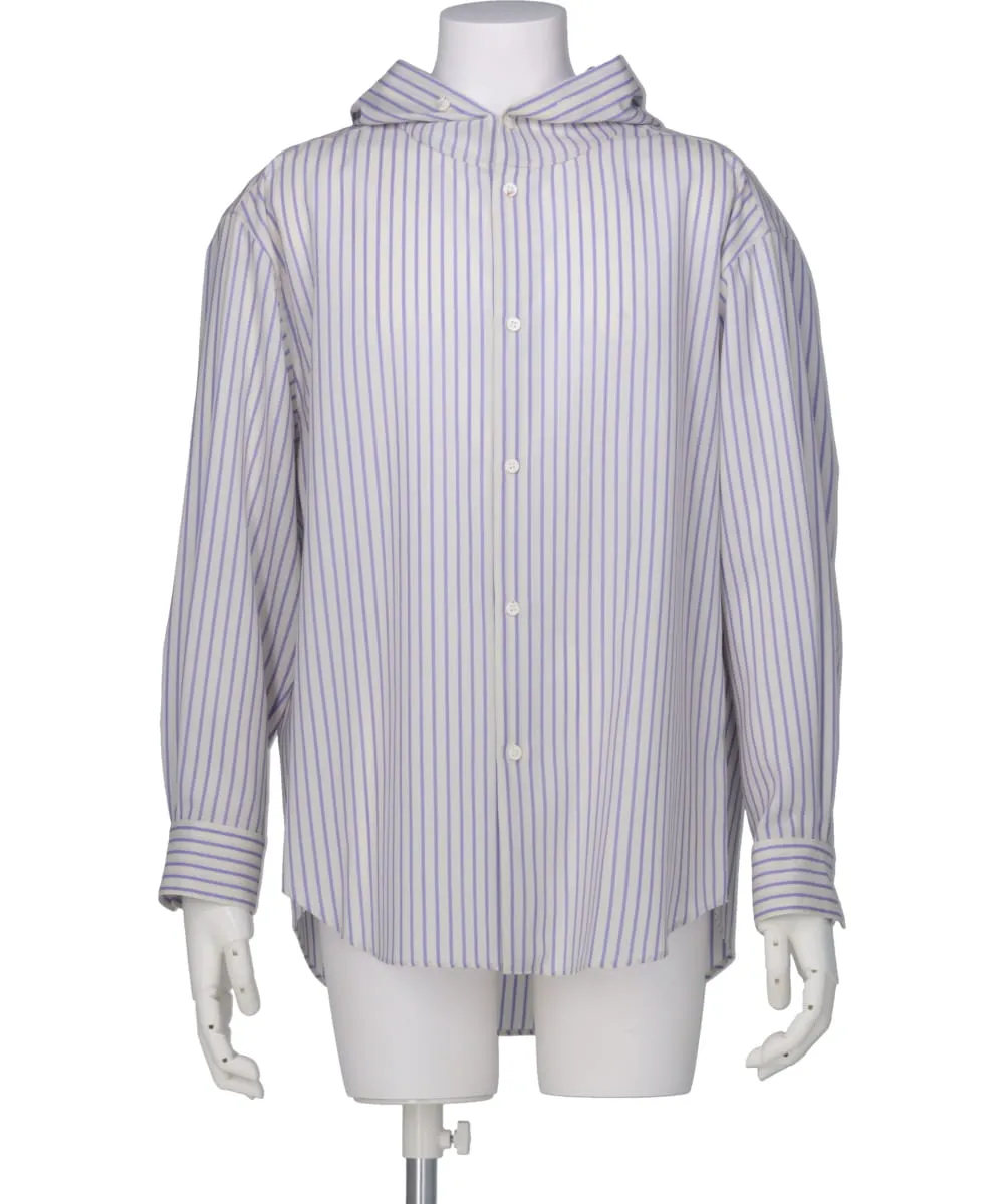 HOODED WOOL SHIRT IN BLUE STRIPE