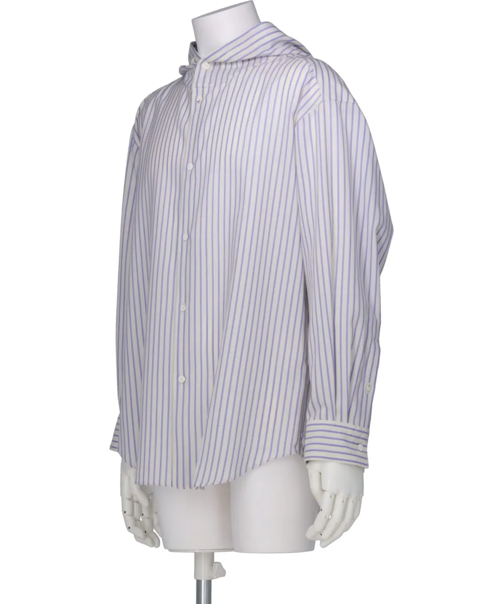 HOODED WOOL SHIRT IN BLUE STRIPE