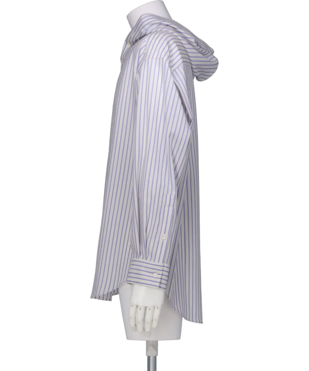 HOODED WOOL SHIRT IN BLUE STRIPE