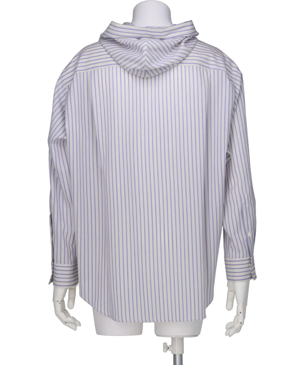 HOODED WOOL SHIRT IN BLUE STRIPE