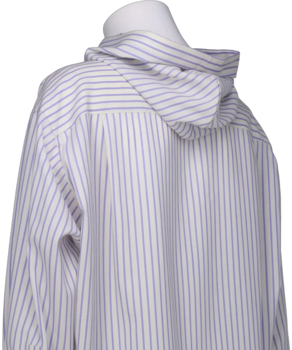 HOODED WOOL SHIRT IN BLUE STRIPE