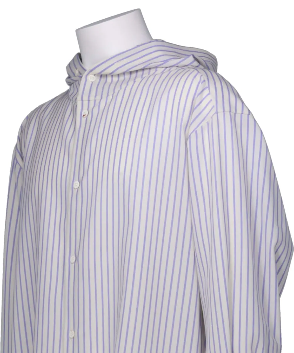 HOODED WOOL SHIRT IN BLUE STRIPE