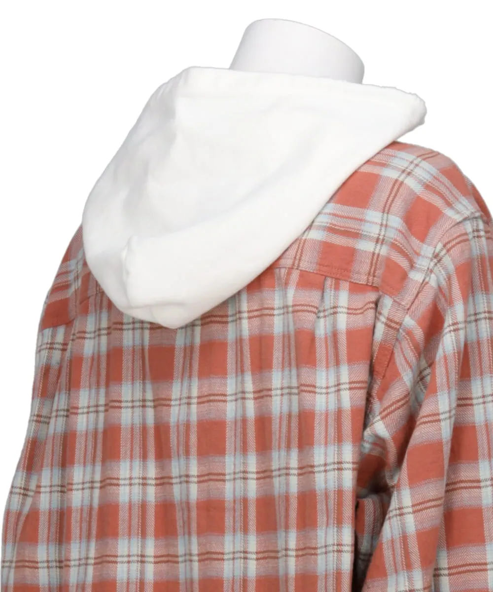 DISTRESSED CHECK SHIRT HOODIE