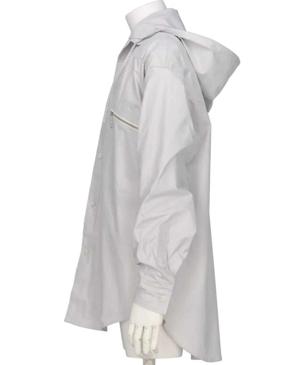 2PKT OVERSIZED WAXED HOODIE SHIRT