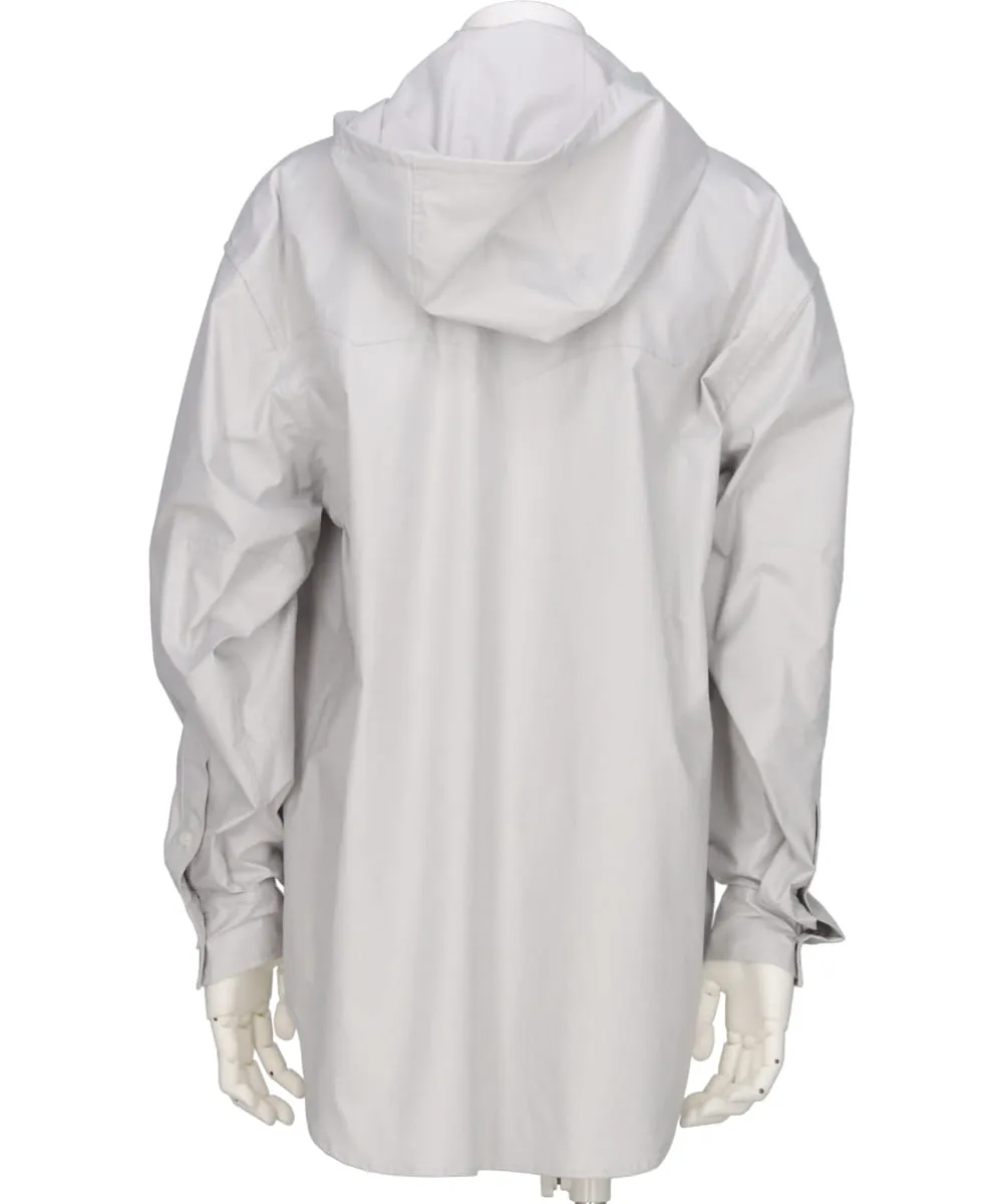 2PKT OVERSIZED WAXED HOODIE SHIRT