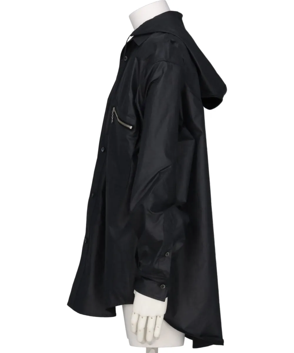 2PKT OVERSIZED WAXED HOODIE SHIRT