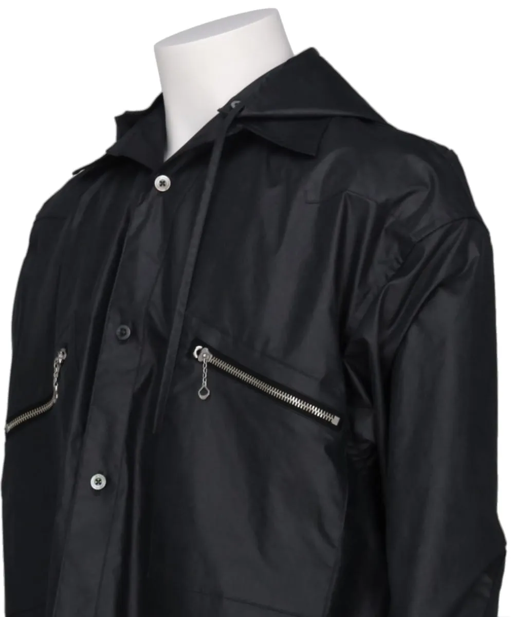 2PKT OVERSIZED WAXED HOODIE SHIRT