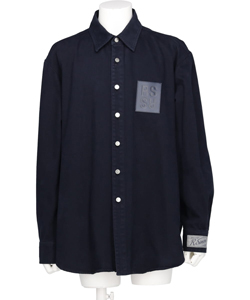 STRAIGHT FIT DENIM SHIRT WITH LABEL ON SLEEVE
