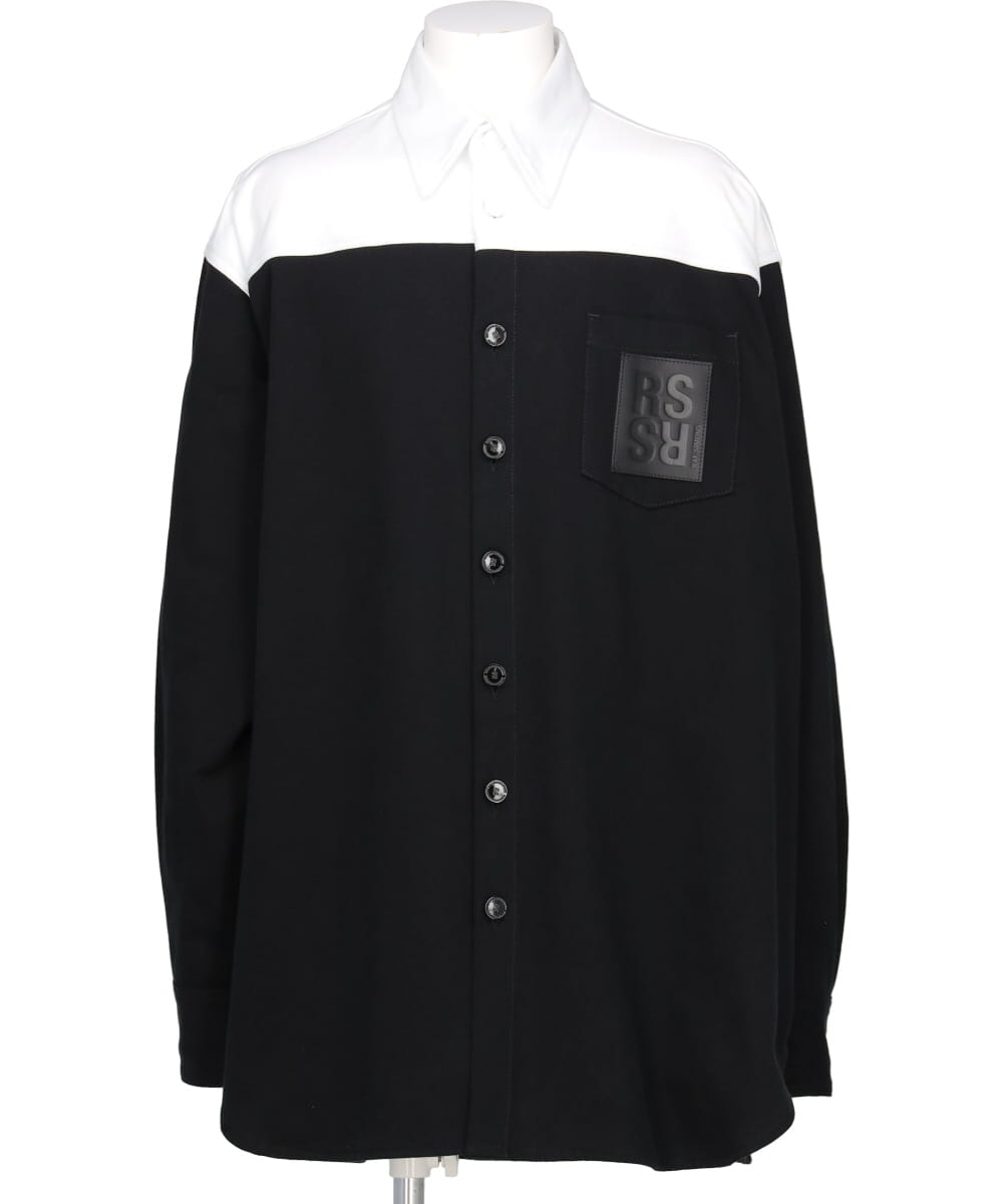 OVERSIZED BICOLOR DENIM SHIRT WITH R PIN IN BACK
