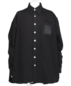 BIG FIT DENIM SHIRT WITH WOVEN LABEL ON SLEEVE