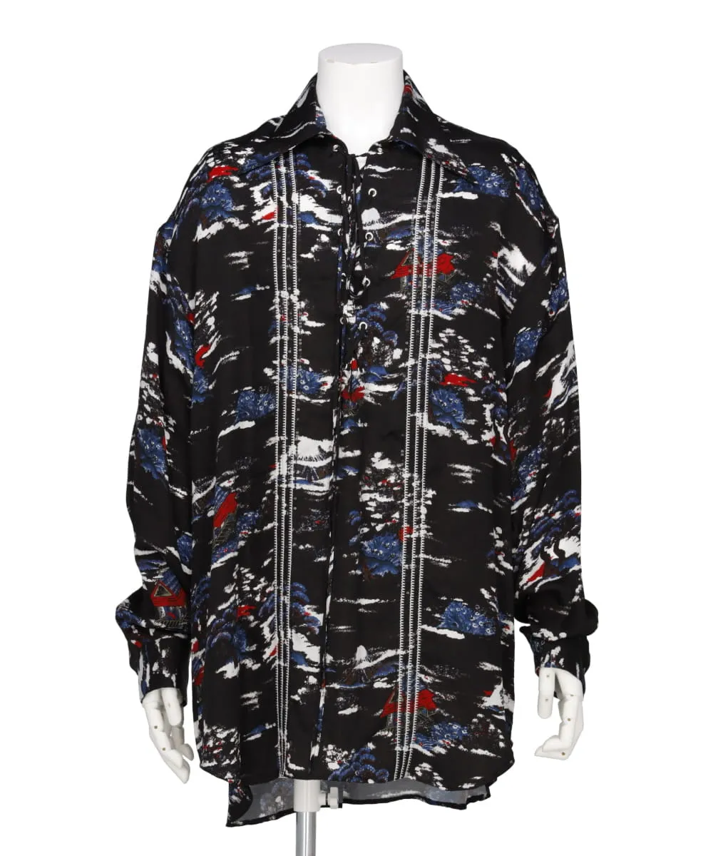 EMBROIDERY ALOHA OPEN CHEST SHIRT