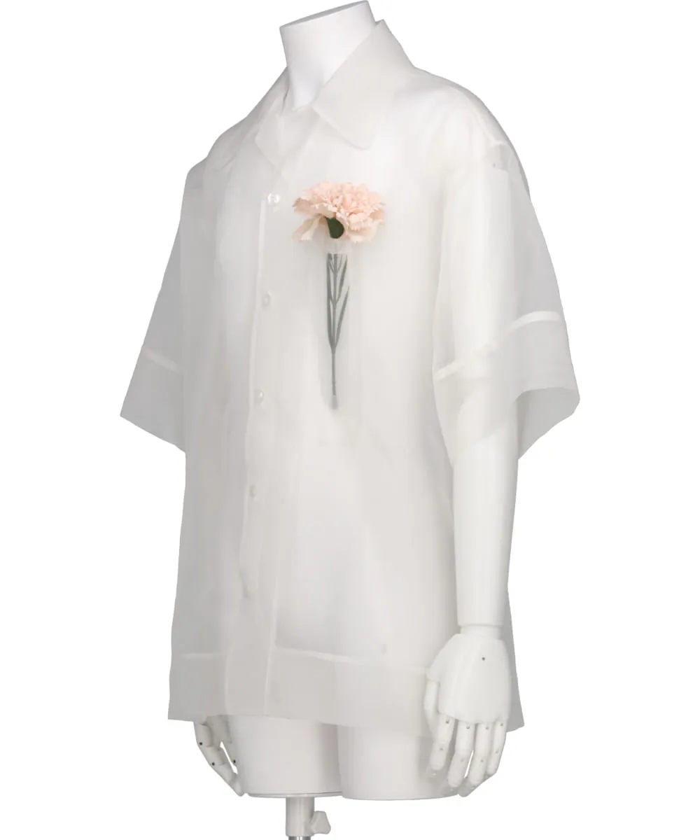 SHEER CARNATION POCKET BOXY SHIRT