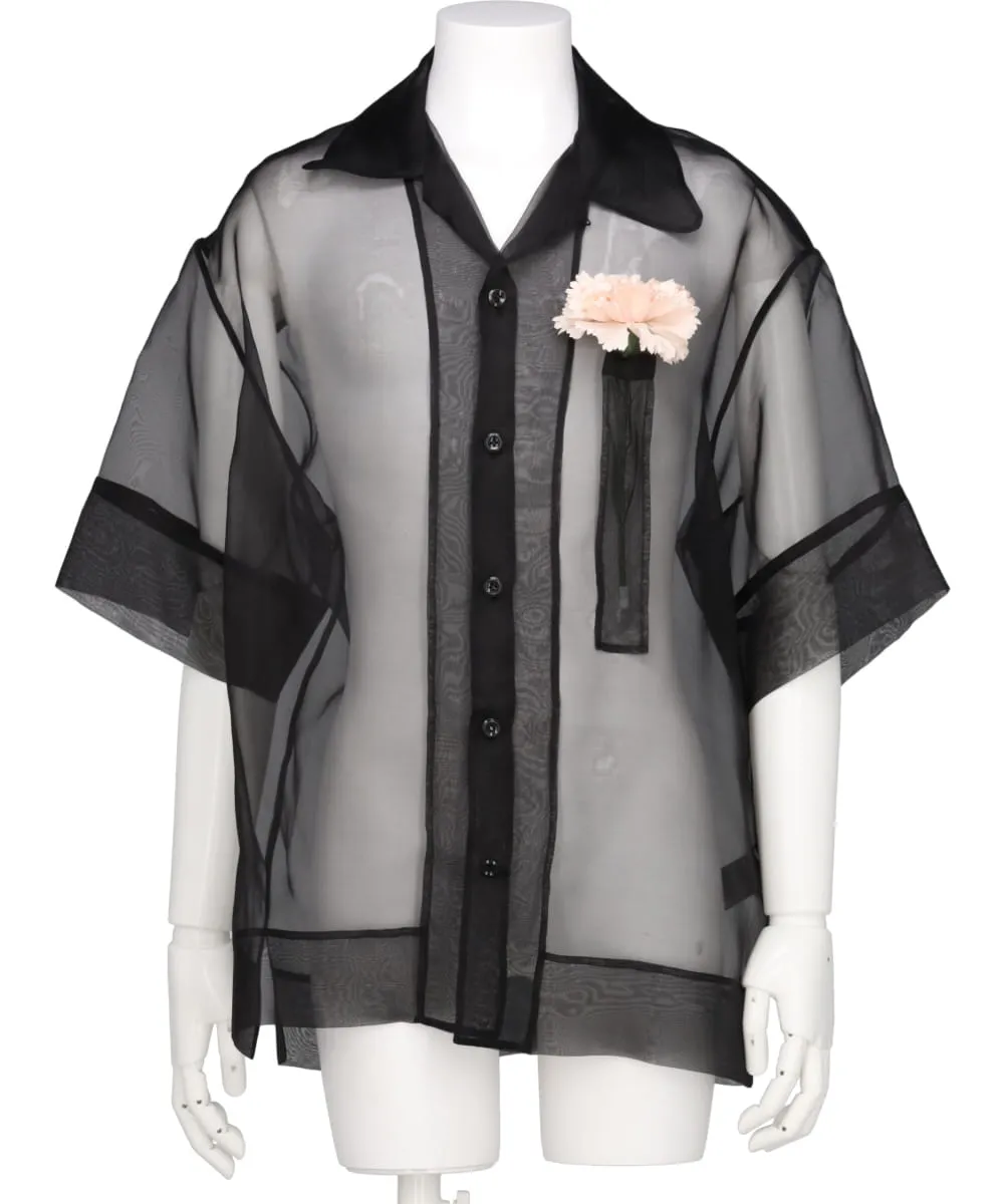 SHEER CARNATION POCKET BOXY SHIRT