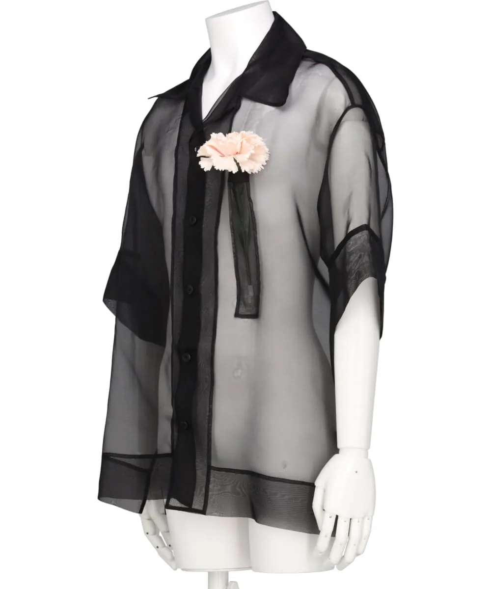 SHEER CARNATION POCKET BOXY SHIRT