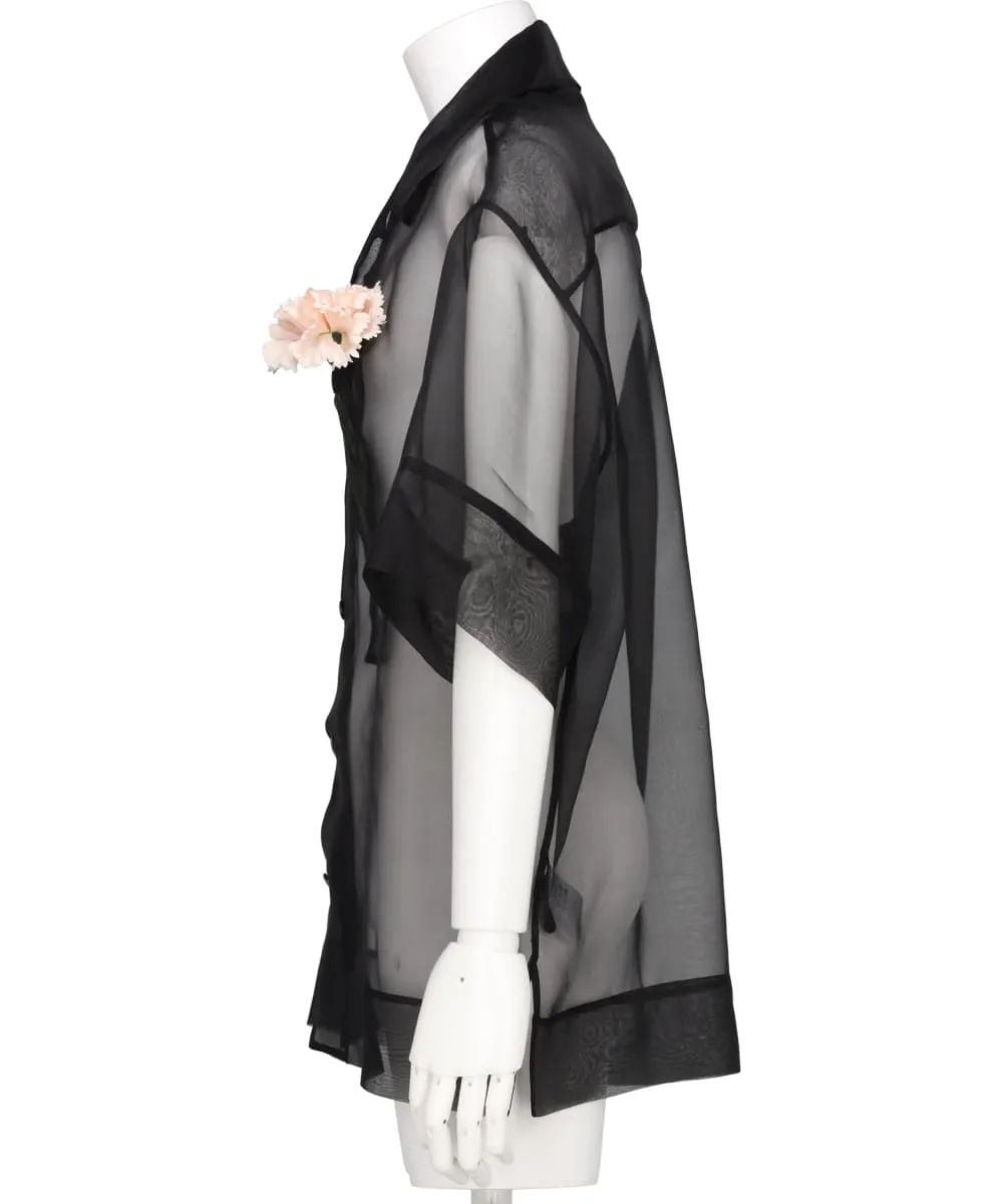 SHEER CARNATION POCKET BOXY SHIRT